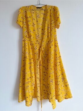 SHEIN Yellow Floral Midi Dress